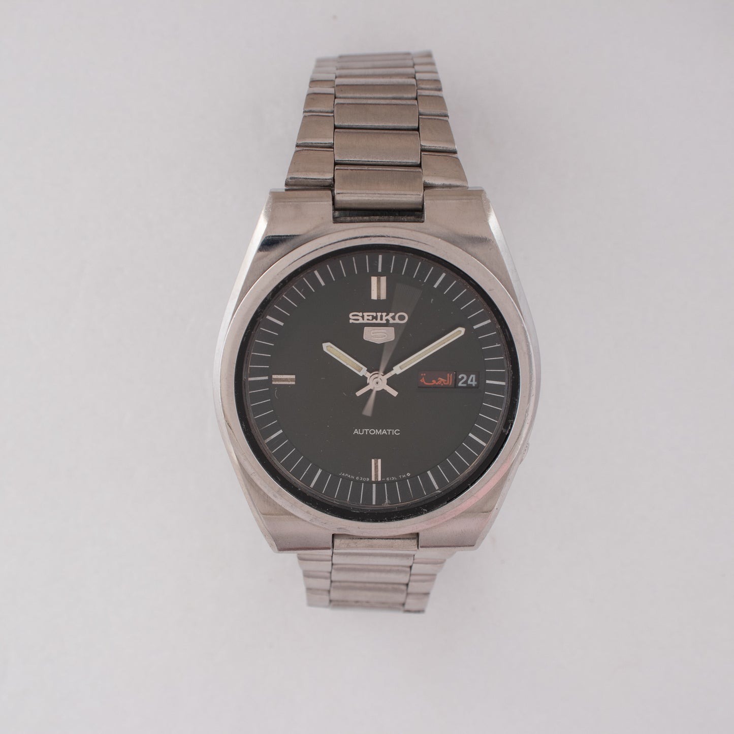 Vintage Seiko 5 Automatic 6309-611A Dark Green Dial Watch English/Arabic Day
