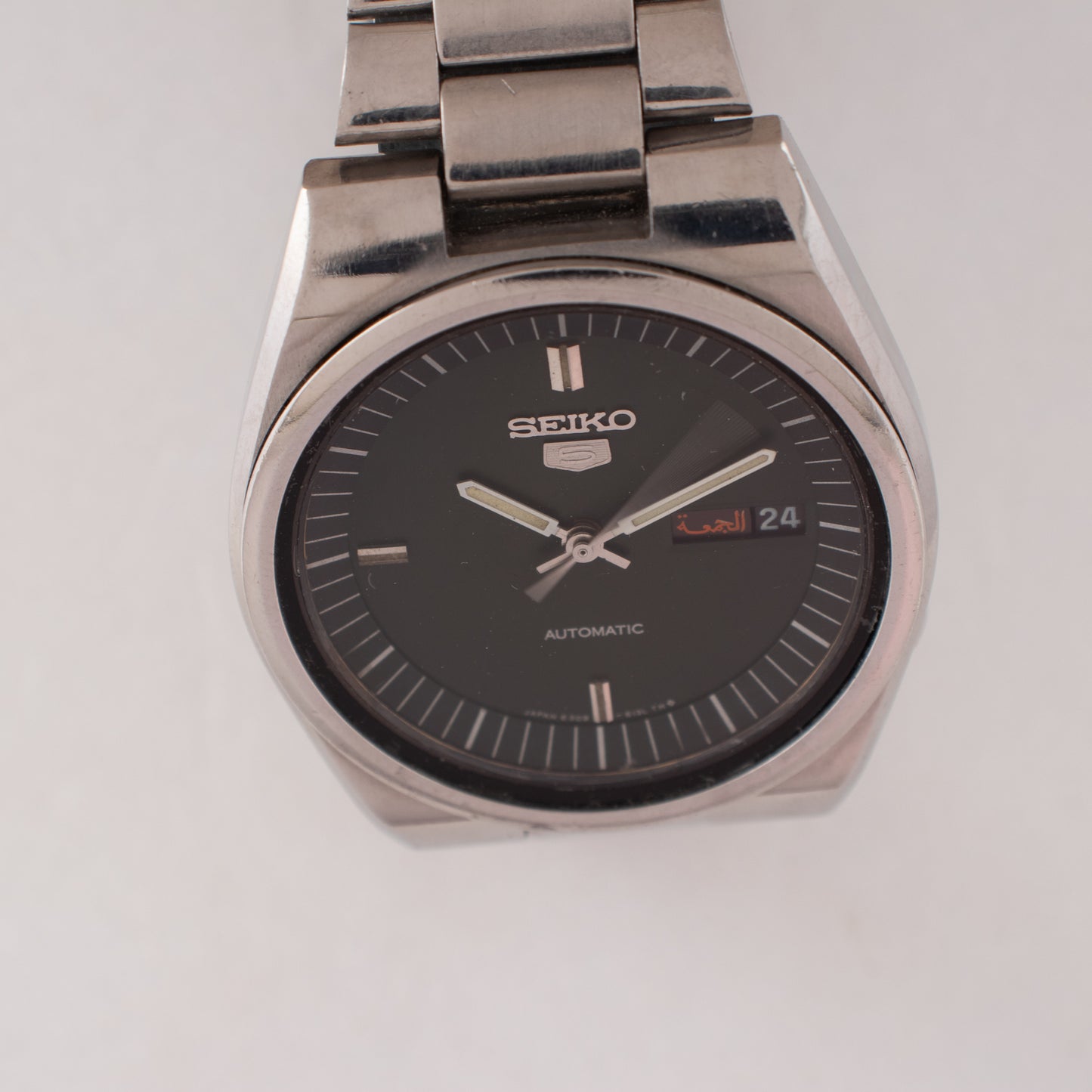Vintage Seiko 5 Automatic 6309-611A Dark Green Dial Watch English/Arabic Day