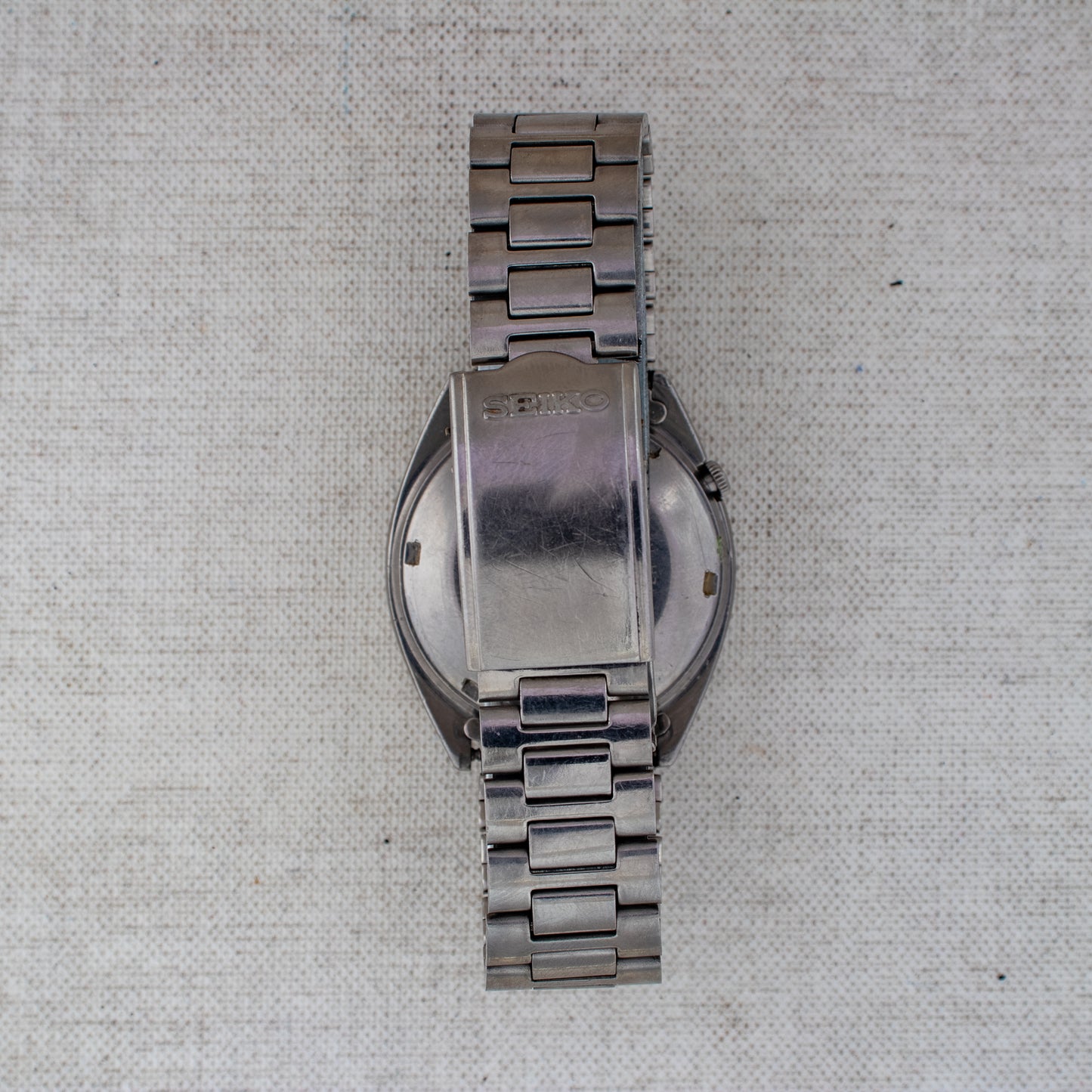 Vintage Seiko 5 Automatic 6309-8230 Black Dial Gold Accents Men's Watch Japan