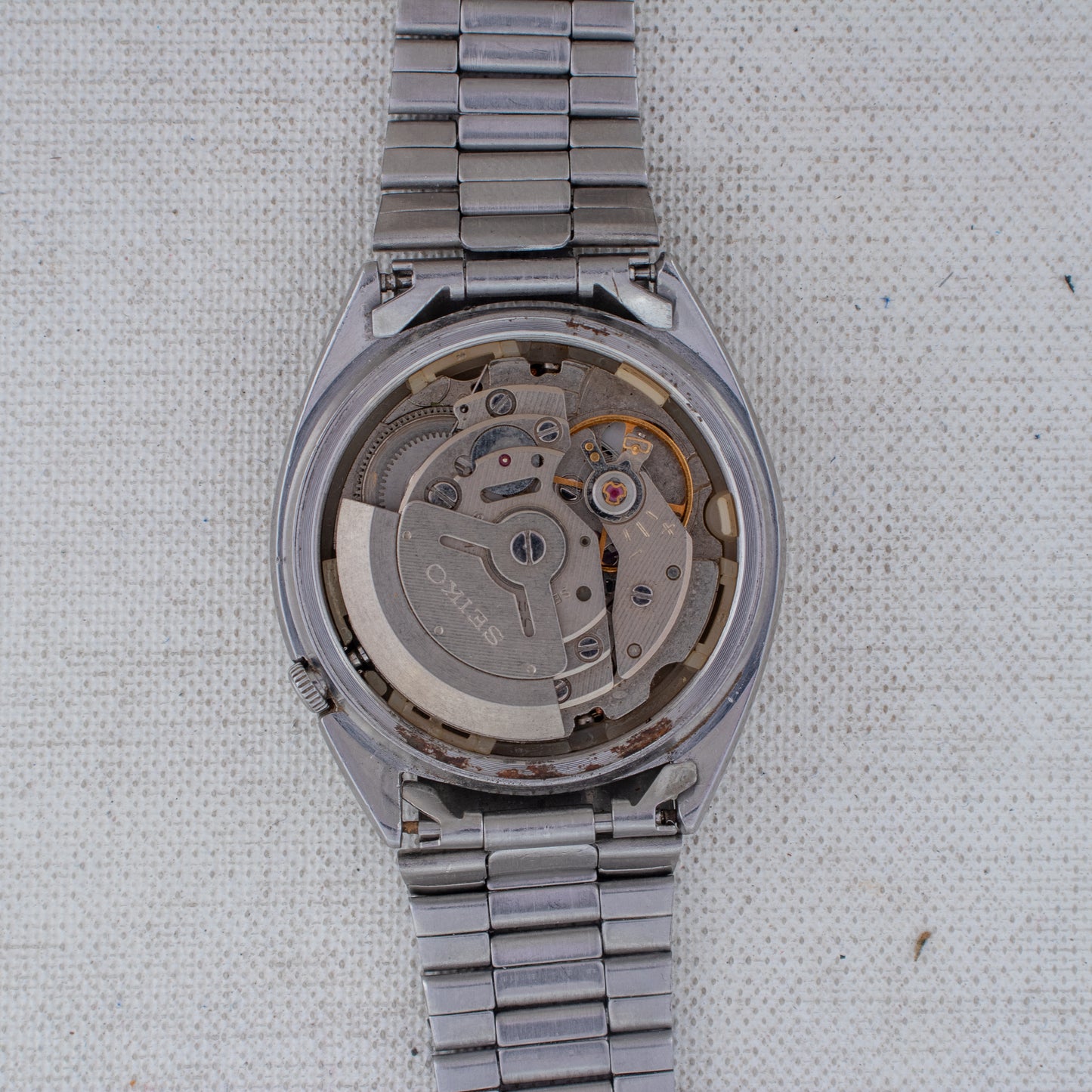 Vintage Seiko 5 Automatic 6309-8840 Black Dial Gold Indices Day/Date Watch