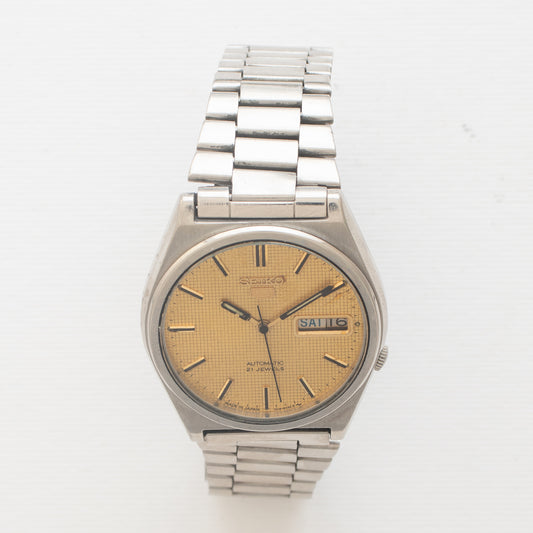 Vintage Seiko 5 Automatic 7019-8180 Texture Grid Dial 21J Watch, Unique Dial