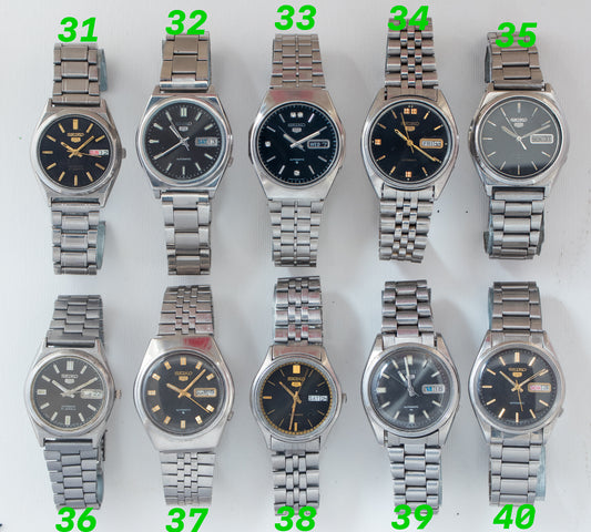 Vintage Seiko 5 Automatic Collection | Black Dials | Rare Models: 7S26-0070, 7009-8720, 6309-720C, 6309-8840, 7009-8760, 7S26-1590, 6309-8210, 6309-8500, 7009-8210, 6309-8230