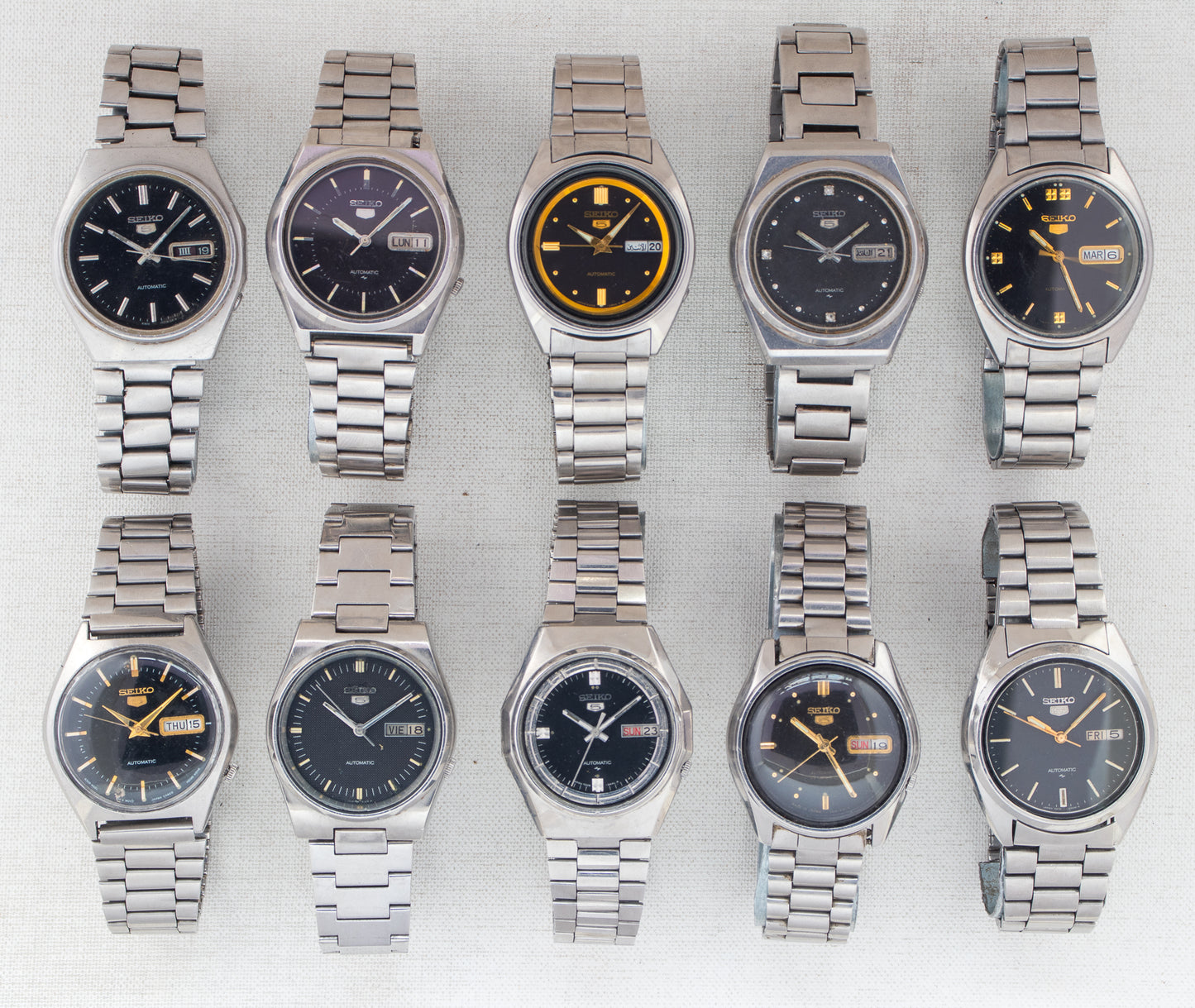 Vintage Seiko 5 Automatic Collection | Black Dials, Silver & Gold Accents | Refs: 6309-7160, 7009-8760, 6309-583A, 7009-8530, 6309-8840, 6309-8670, 7009-3101, 7009-8830, 7009-4040, 7009-3040