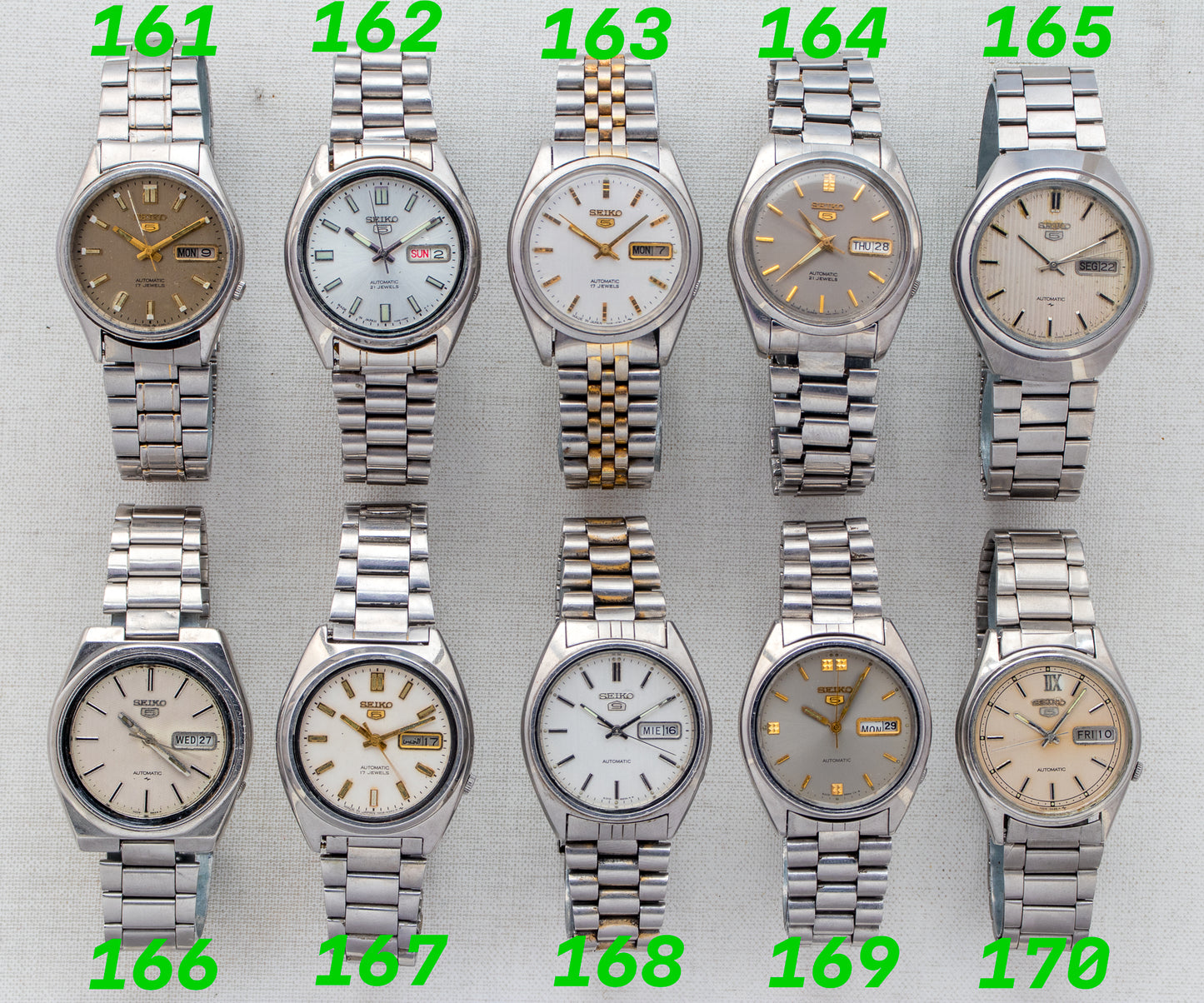Vintage Seiko 5 Automatic Collection | Champagne, White, Silver & Grey Dials | Refs: 7009-8920, 7S26-3040, 7009-821J, 7S26-8210, 7009-8600, 7009-885R, 7009-8331, 6309-8840, 7009-3111