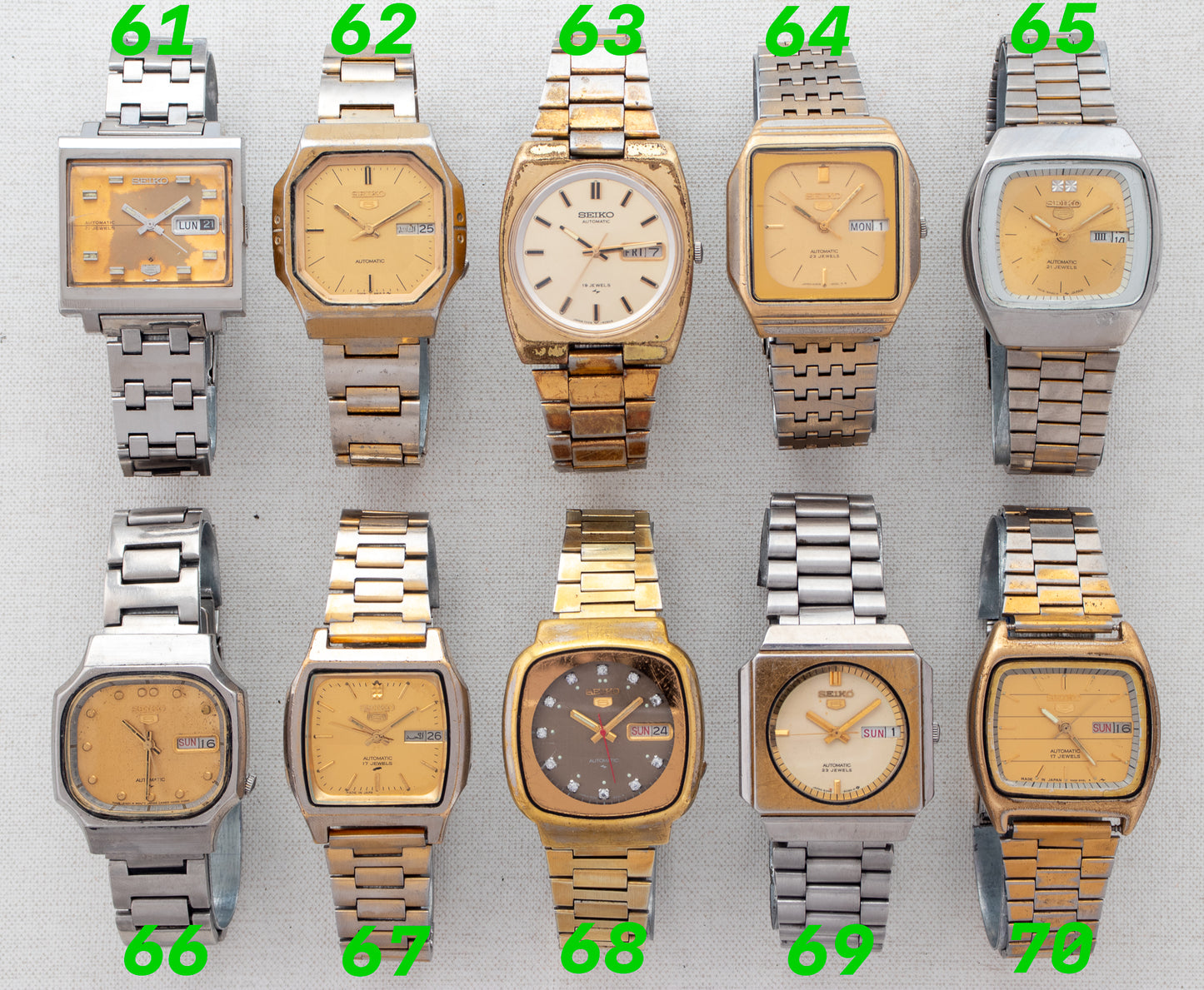 Vintage Seiko Automatic Gold & Champagne Collection | Refs: 6119-5000, 7009-5620, 7006-6000, 6349-5000, 7019-5420, 7009-529B, 7009-5862, 7009-5140, 6349-6050, 7009-2031