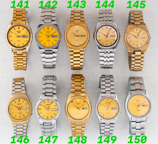 Vintage Seiko 5 Automatic Collection | Gold & Mustard Yellow Dials | Refs: 7009-3171, 7009-3131, 7019-8180, 7009-206K, 6309-8150, 6309-7330, 7S26-02P0, 7009-3100, 7019-8180, 7009-821J
