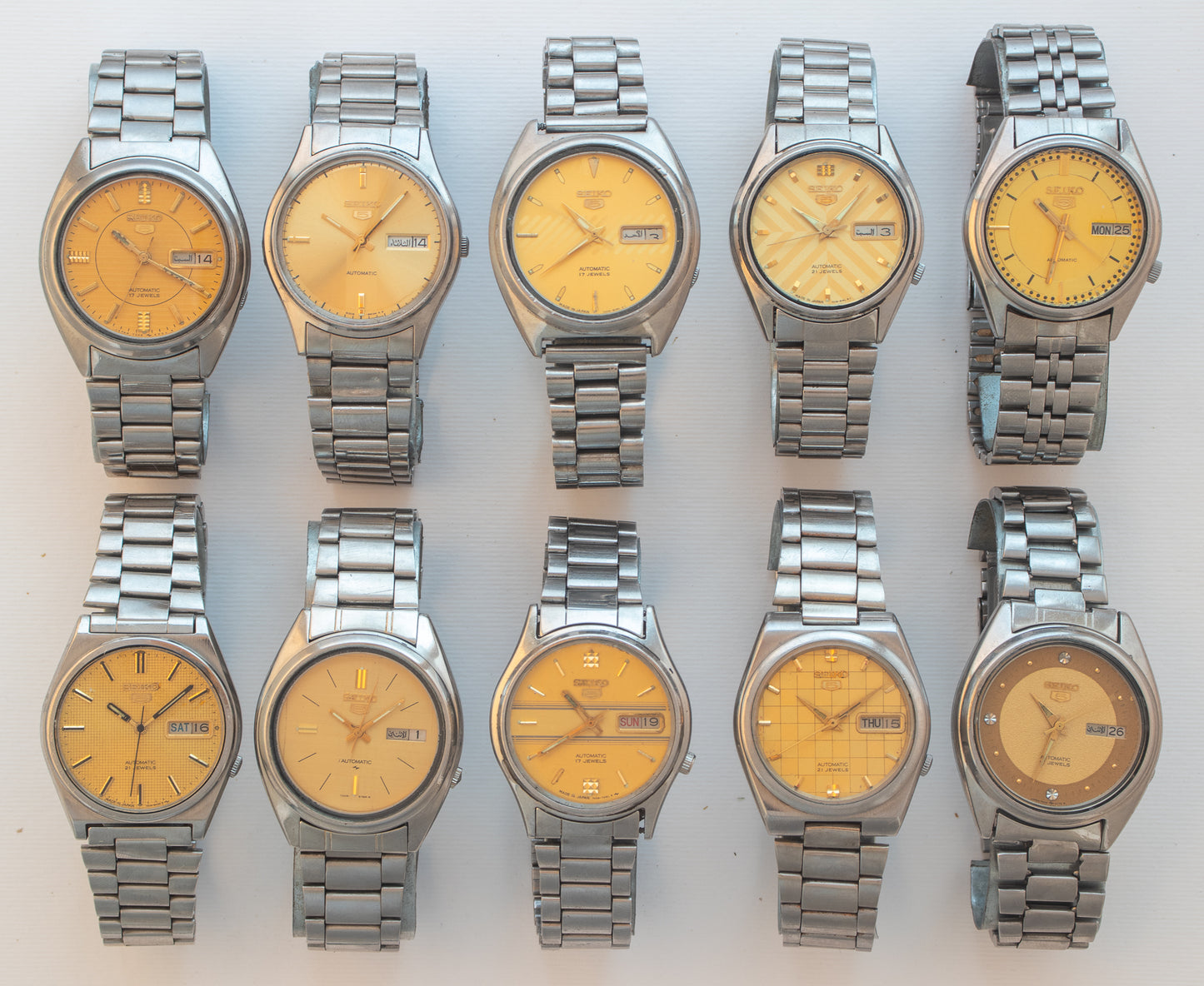Vintage Seiko 5 Automatic Collection | Gold & Yellow Dials | Rare Models: 7009-3041, 6309-8880, 7009-8331, 7019-6081, 7009-6001, 7019-8180, 7009-8742, 7009-7031