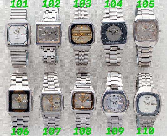 Vintage Seiko 5 Automatic Silver & White Dials | TV Cases | Refs: 6309-7320, 6119-5000, 7009-5330, 6309-6010, 6319-5050, 6309-5450, 7009-5862, 7009-592J, 6309-5320, 7009-5110