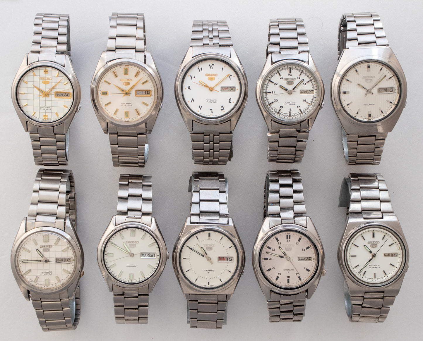 Vintage Seiko 5 Automatic Watch Collection White & Silver Dials 7019-6081, 7009-4040, 7009-3181, 7009-6001, 7009-8760, 7009-876J, 6309-7320, 7009-816J | Rare JDM Timepieces