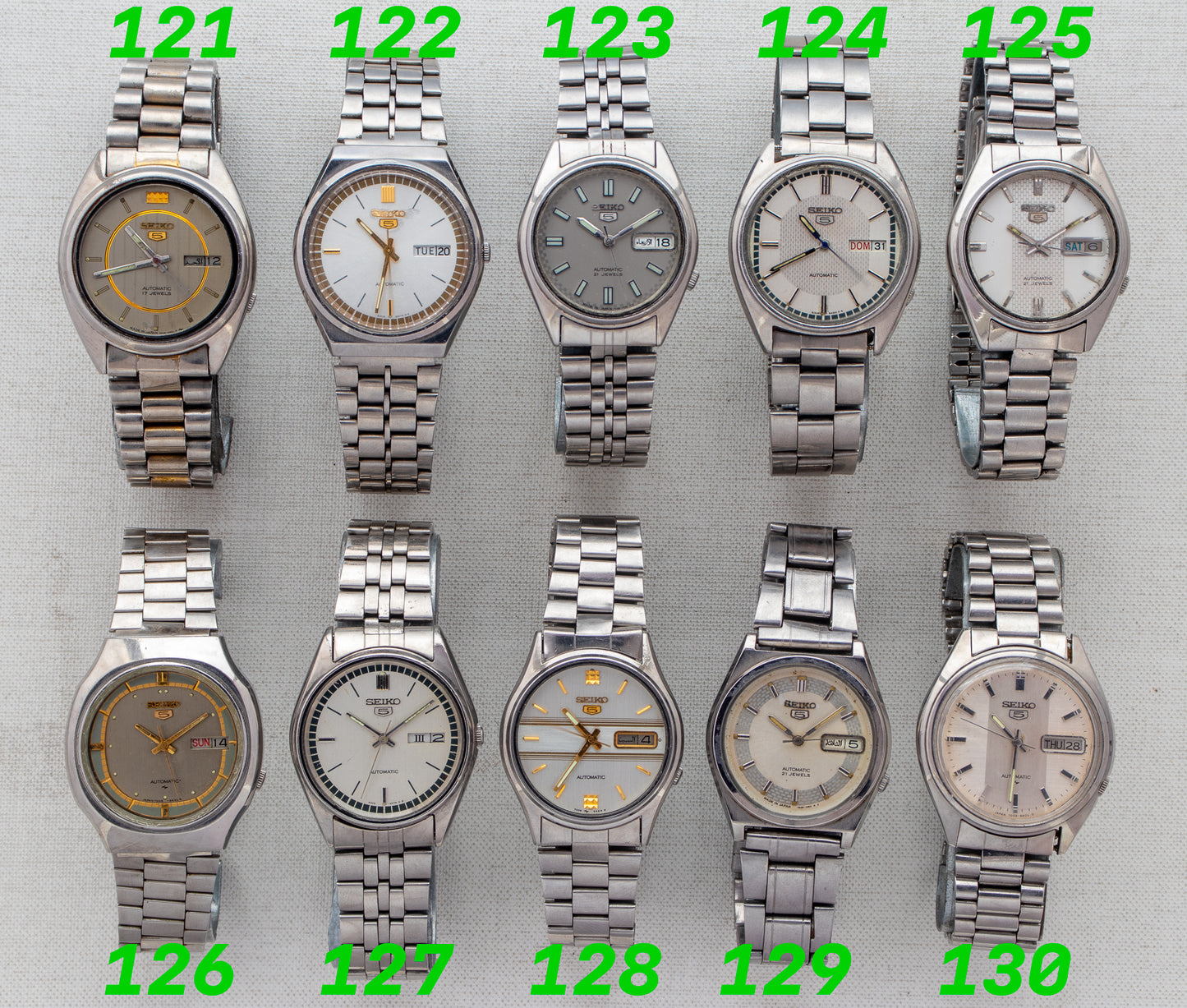 Vintage Seiko 5 Automatic Silver, White & Gold Dials | Refs: 7009-8740, 6309-8960, 7S26-0530, 6309-5600, 7019-8180, 7009-5130, 6309-8900, 7009-3100, 7S26-6000, 7009-8211