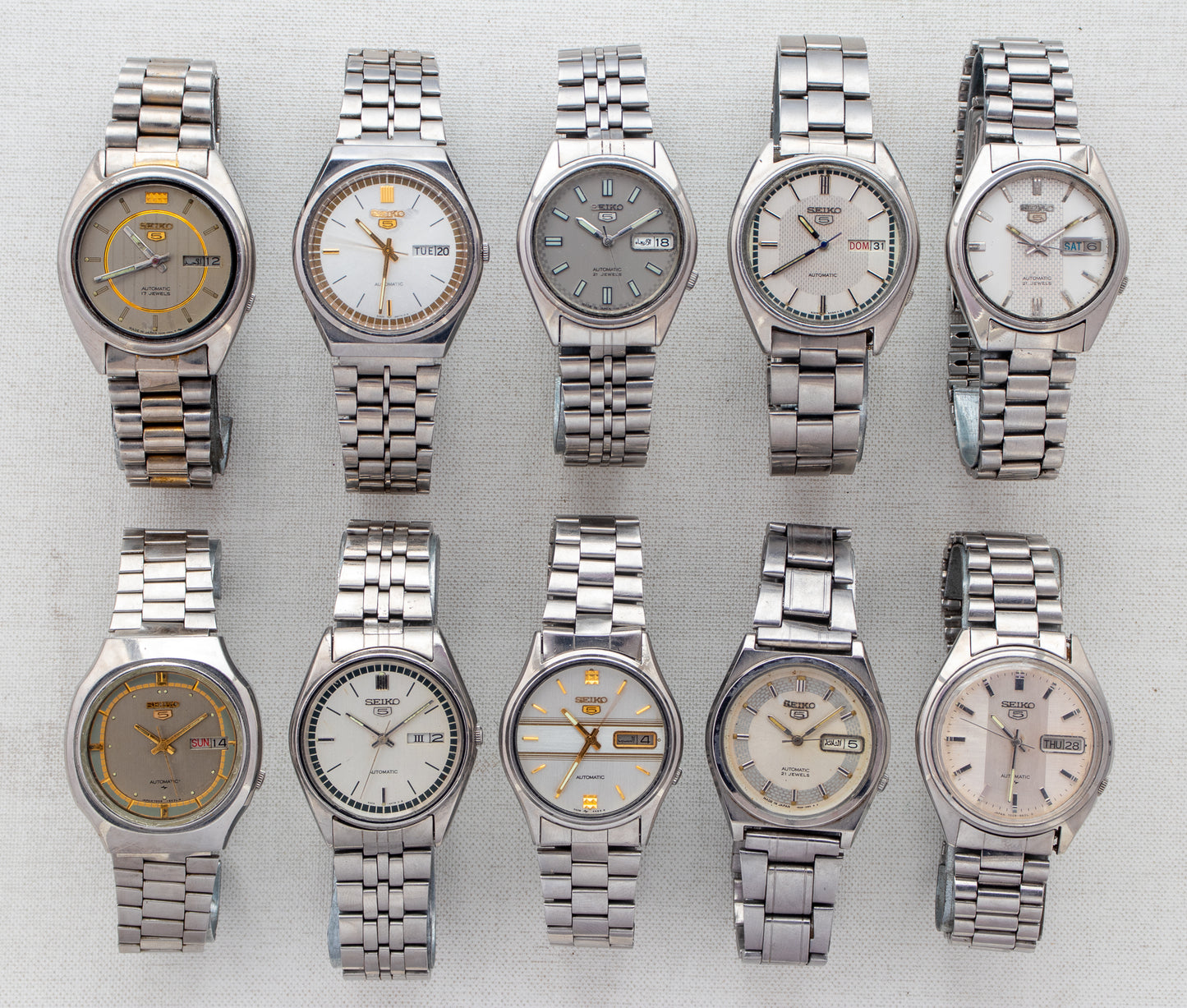 Vintage Seiko 5 Automatic Silver, White & Gold Dials | Refs: 7009-8740, 6309-8960, 7S26-0530, 6309-5600, 7019-8180, 7009-5130, 6309-8900, 7009-3100, 7S26-6000, 7009-8211