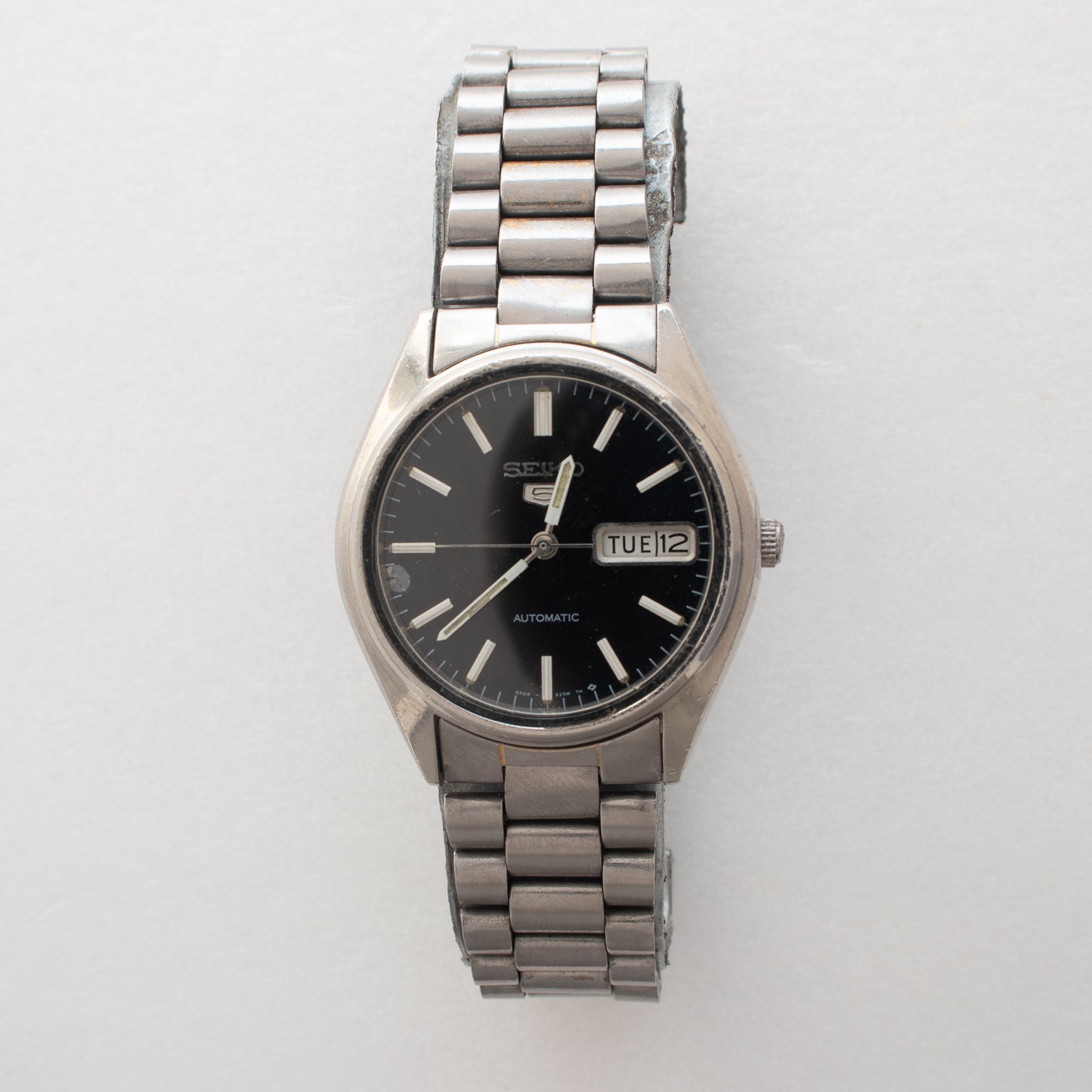 Vintage Seiko 5 Automatic Black Dial Silver Accents 6309-720B Men's Watch, Mint