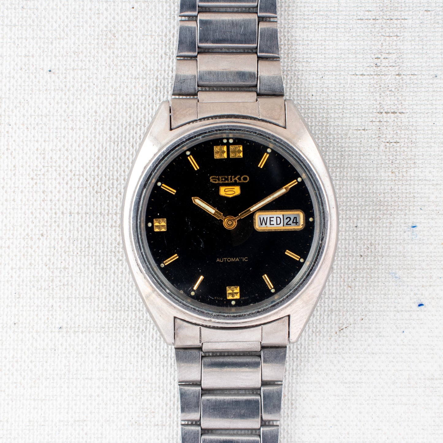 Vintage Seiko 5 Automatic Men's Watch | Black Dial 6309-8840 Italian/English Day
