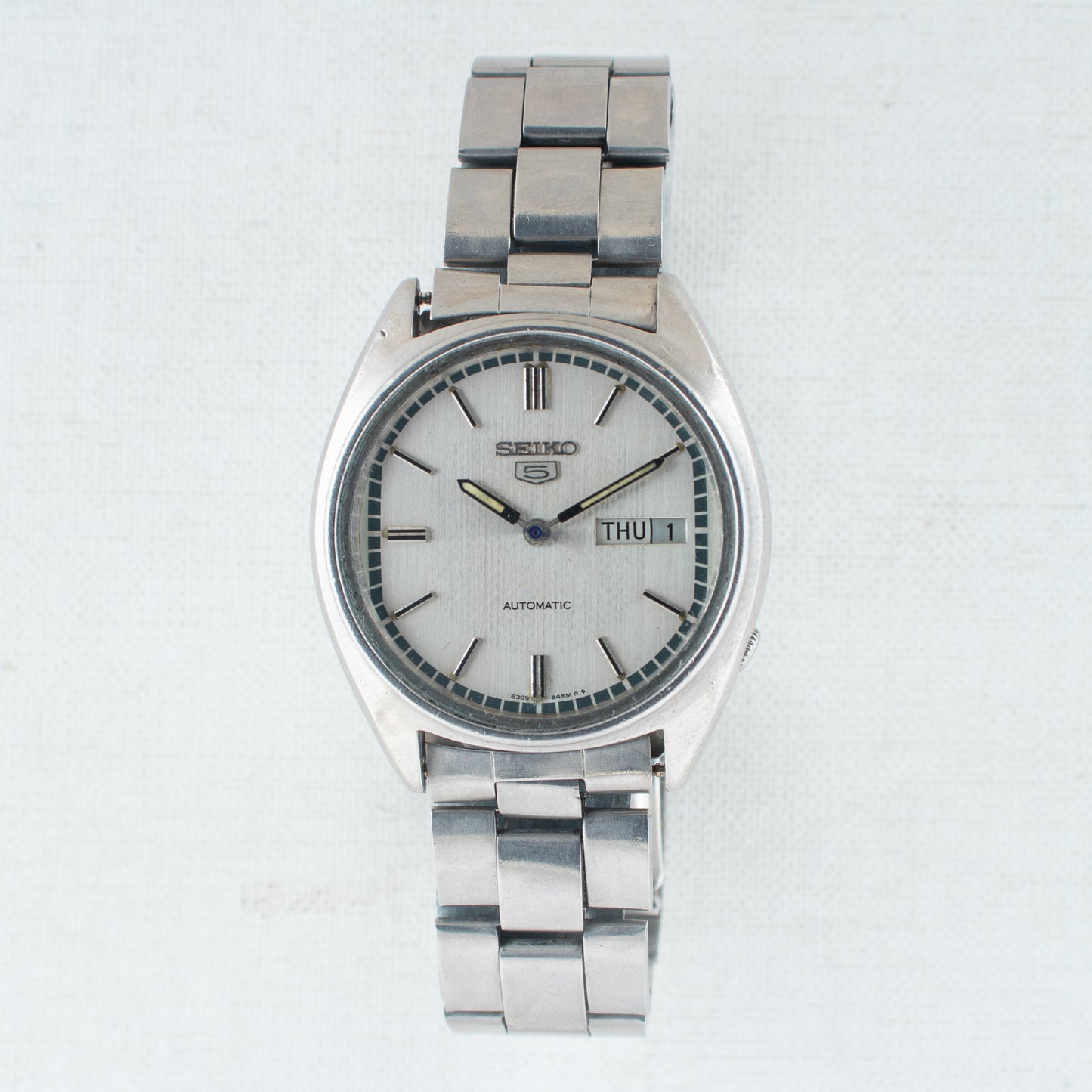 Vintage Seiko 5 Automatic Men's Watch 6309-5600, Texture Silver Dial Day/Date