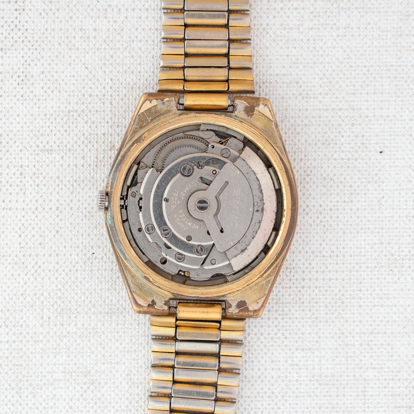 Vintage Seiko 5 Automatic Men's Watch Gold-Tone 6309-8150 English/Arabic Day