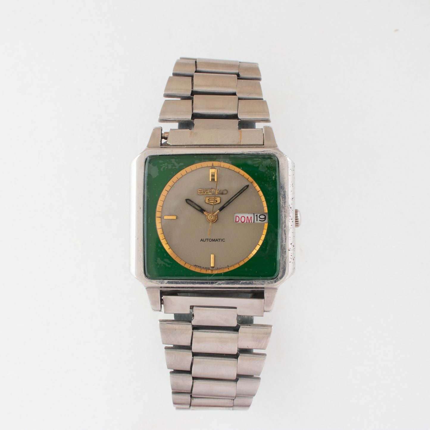 Vintage Seiko 5 Automatic TV Case 6309-547A Two-Tone Green/Silver Dial Watch