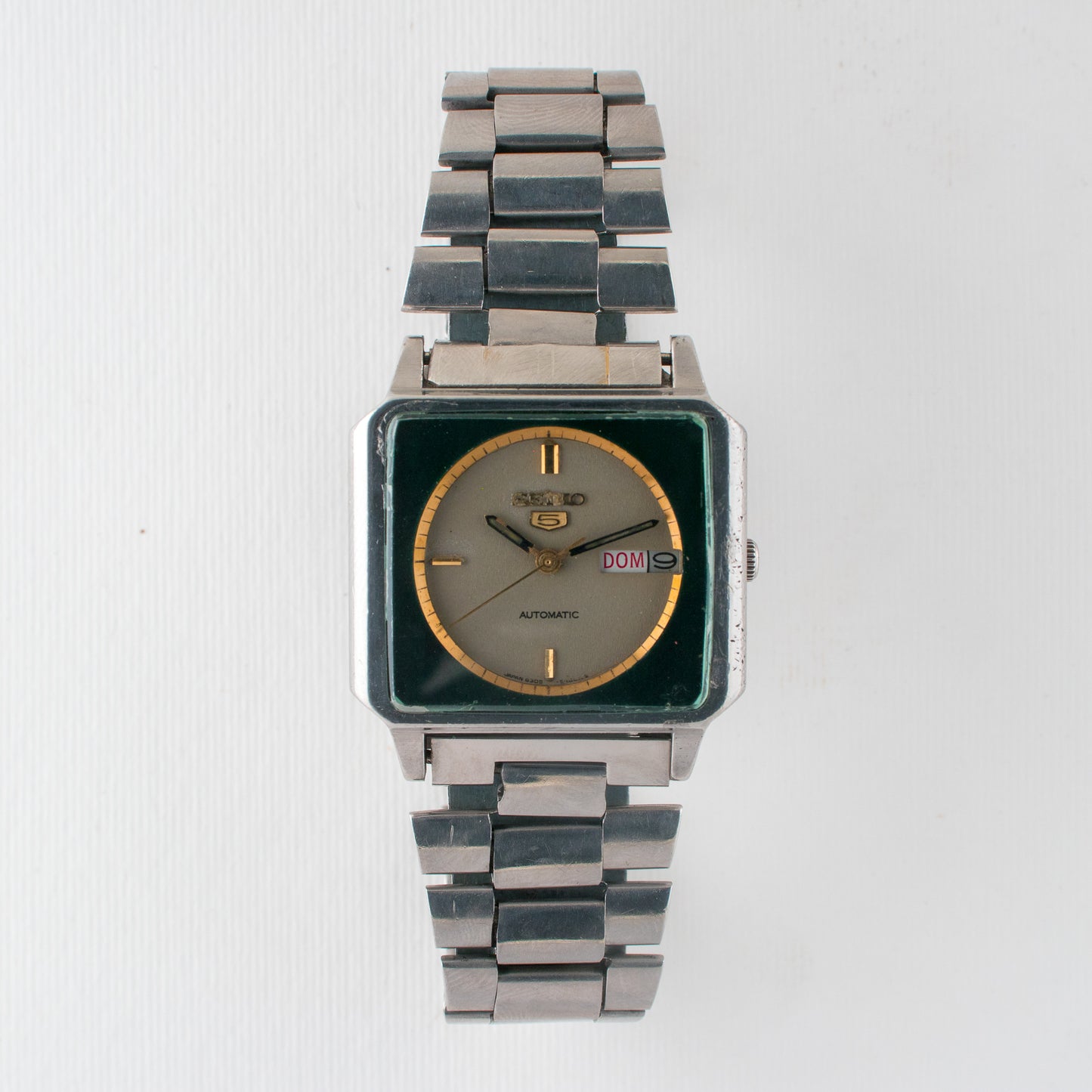 Vintage Seiko 5 Automatic TV Case 6309-547A Two-Tone Green/Silver Dial Watch