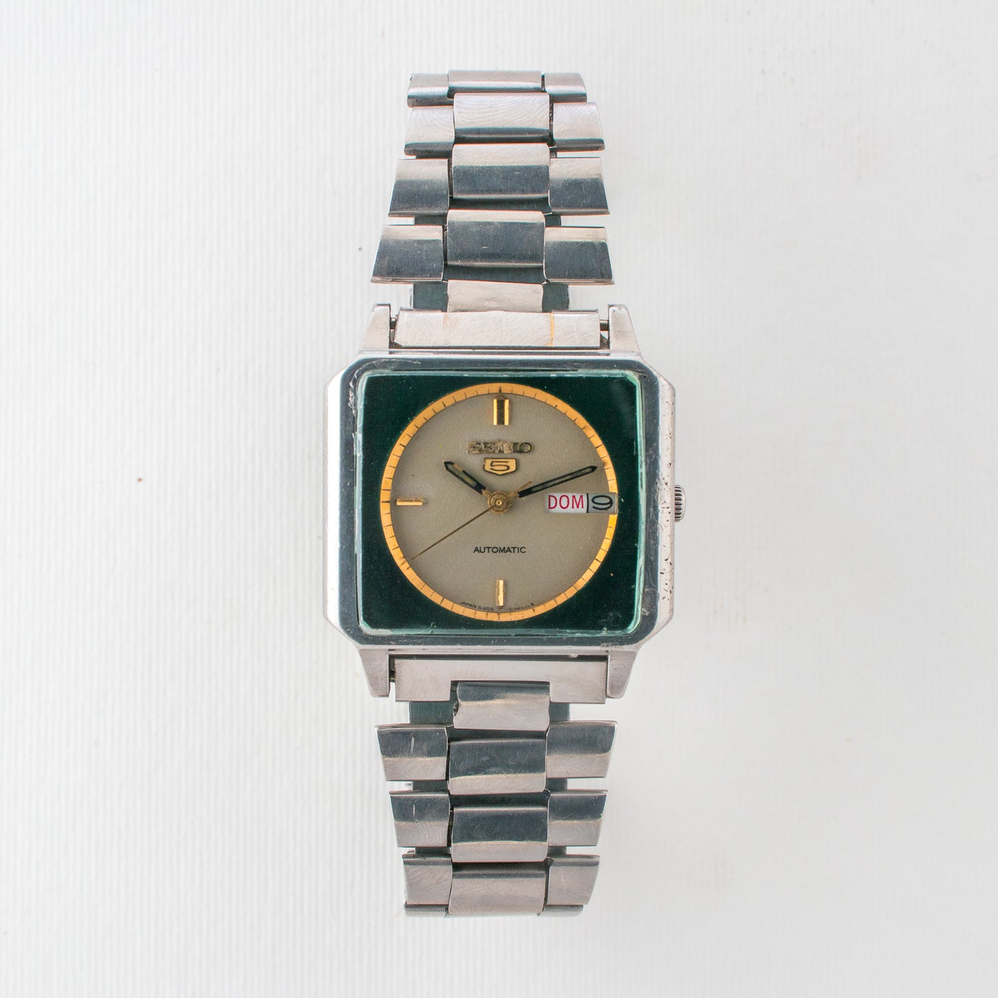 Vintage Seiko 5 Automatic TV Case 6309-547A Two-Tone Green/Silver Dial Watch