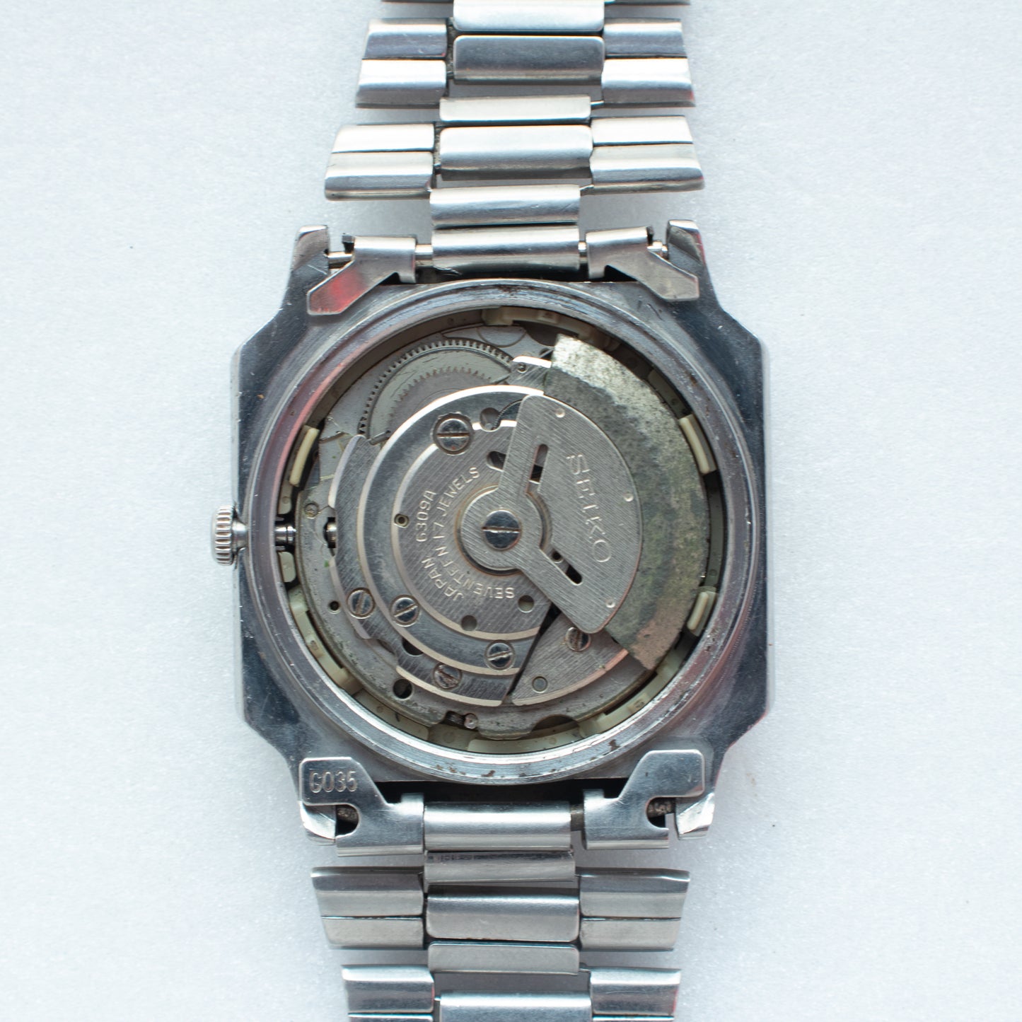 Vintage Seiko 5 Automatic TV Case 6309-547A Two-Tone Green/Silver Dial Watch