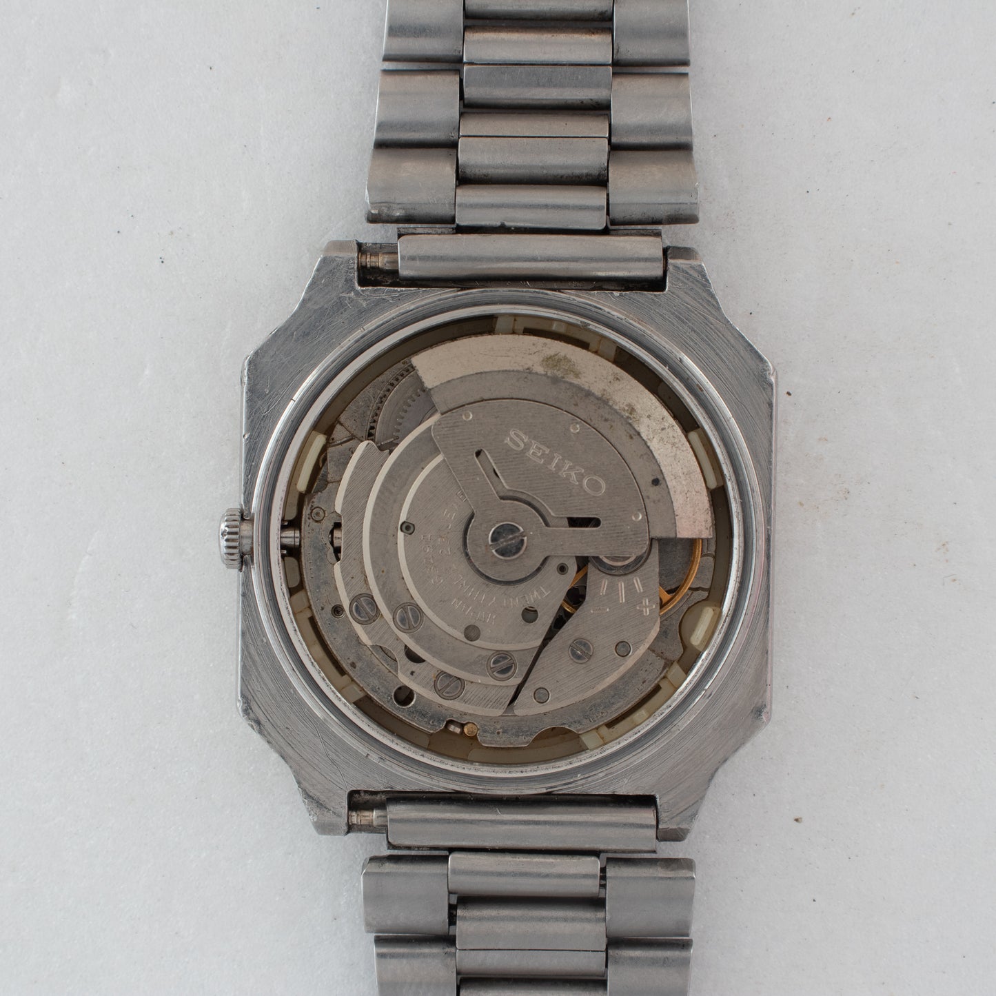 Vintage Seiko 5 Automatic TV Case 6349-6050 Cream Dial Watch 1984 Bilingual Days