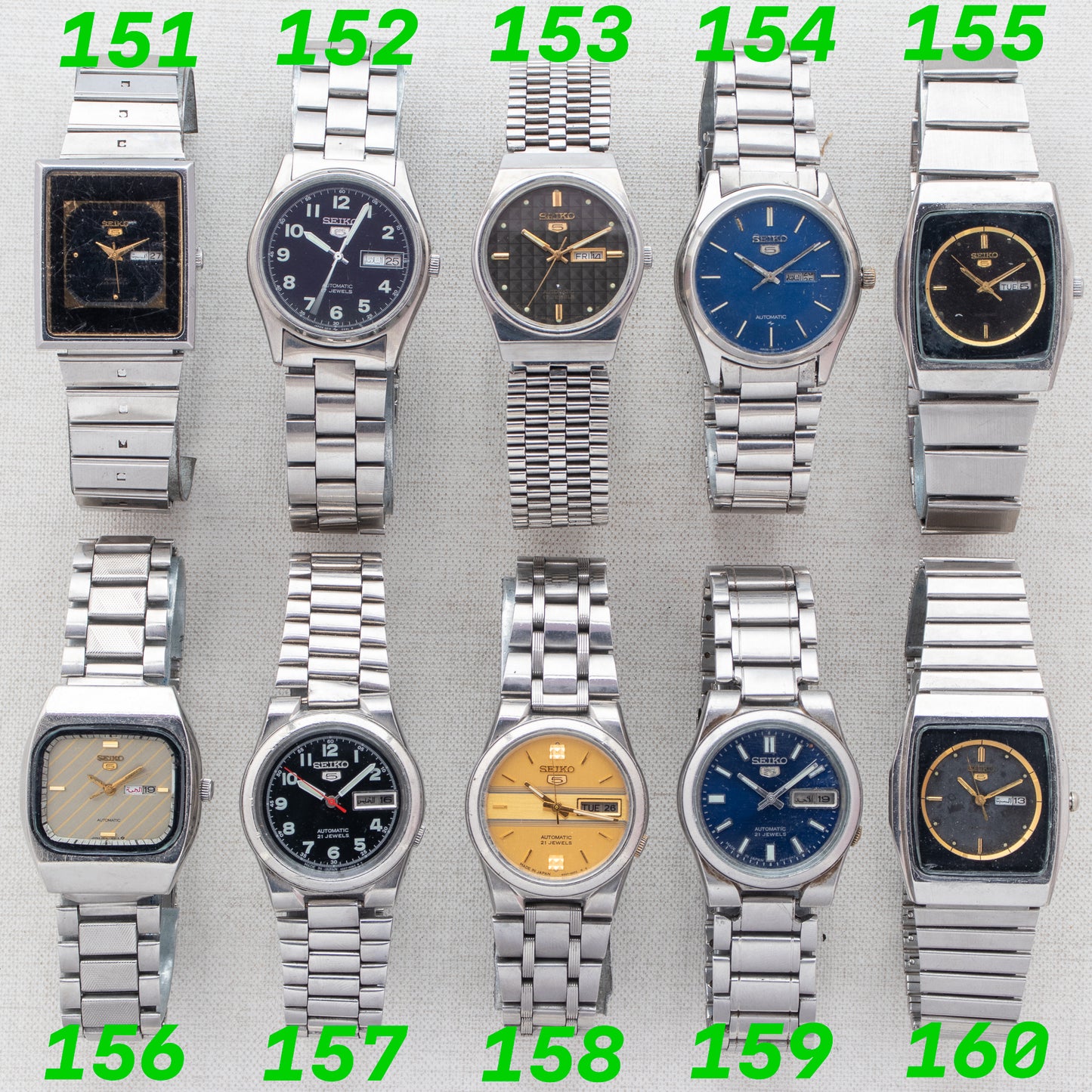 Vintage Seiko 5 Unisex Automatic Collection | TV, Field & Square Cases | Refs: 2949-5110, 4216-0020, 4206-0591, 4206-0250, 2906-075A, 2906-5590, 4227-00C0