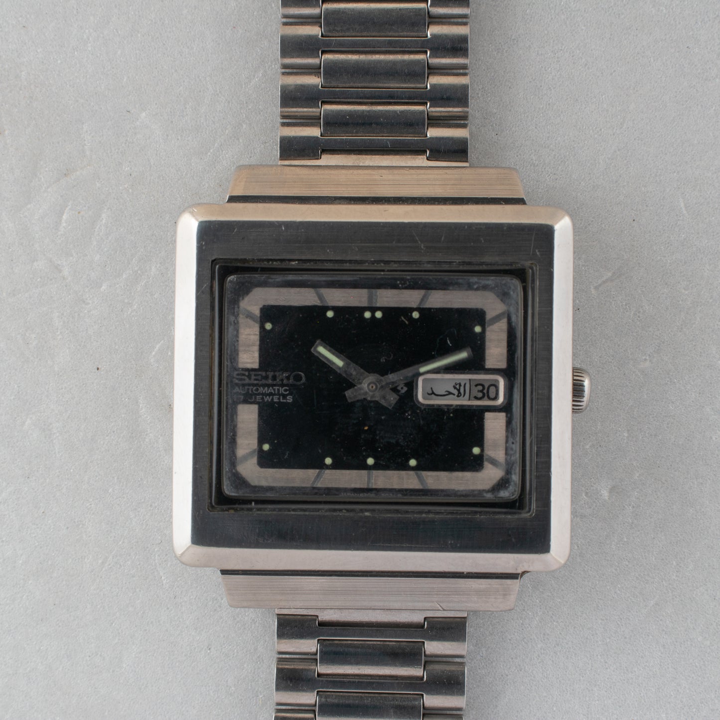 Vintage Seiko 5 Automatic Watch 6309-5030 Black Dial TV Case Bilingual Days 1980