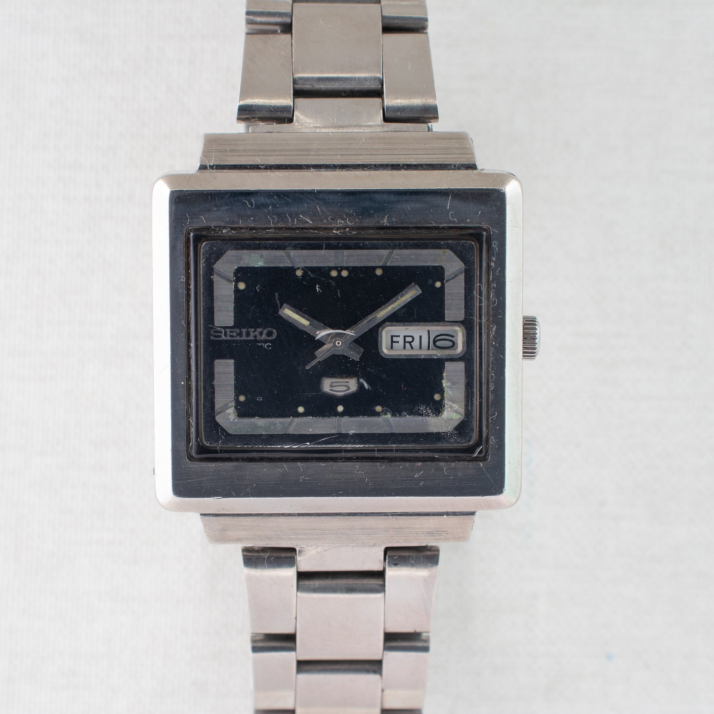Vintage Seiko 5 Automatic Watch 6309-5030 TV Case Arabic English Days Dark Blue Dial