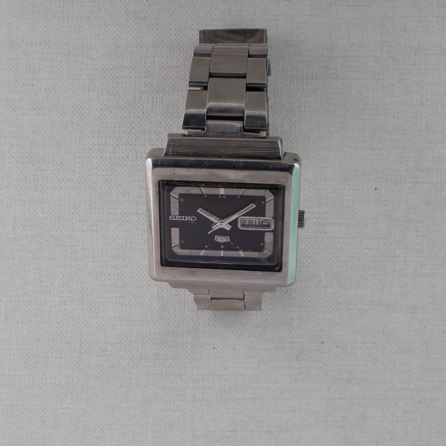 Vintage Seiko 5 Automatic Watch 6309-5030 TV Case Arabic English Days Dark Blue Dial