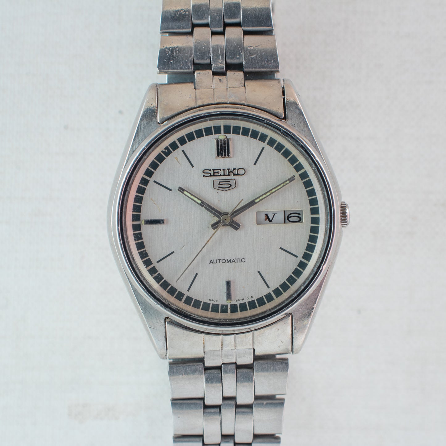 Vintage Seiko 5 Automatic Watch 6309-8900, Classic Silver Dial Bilingual Days