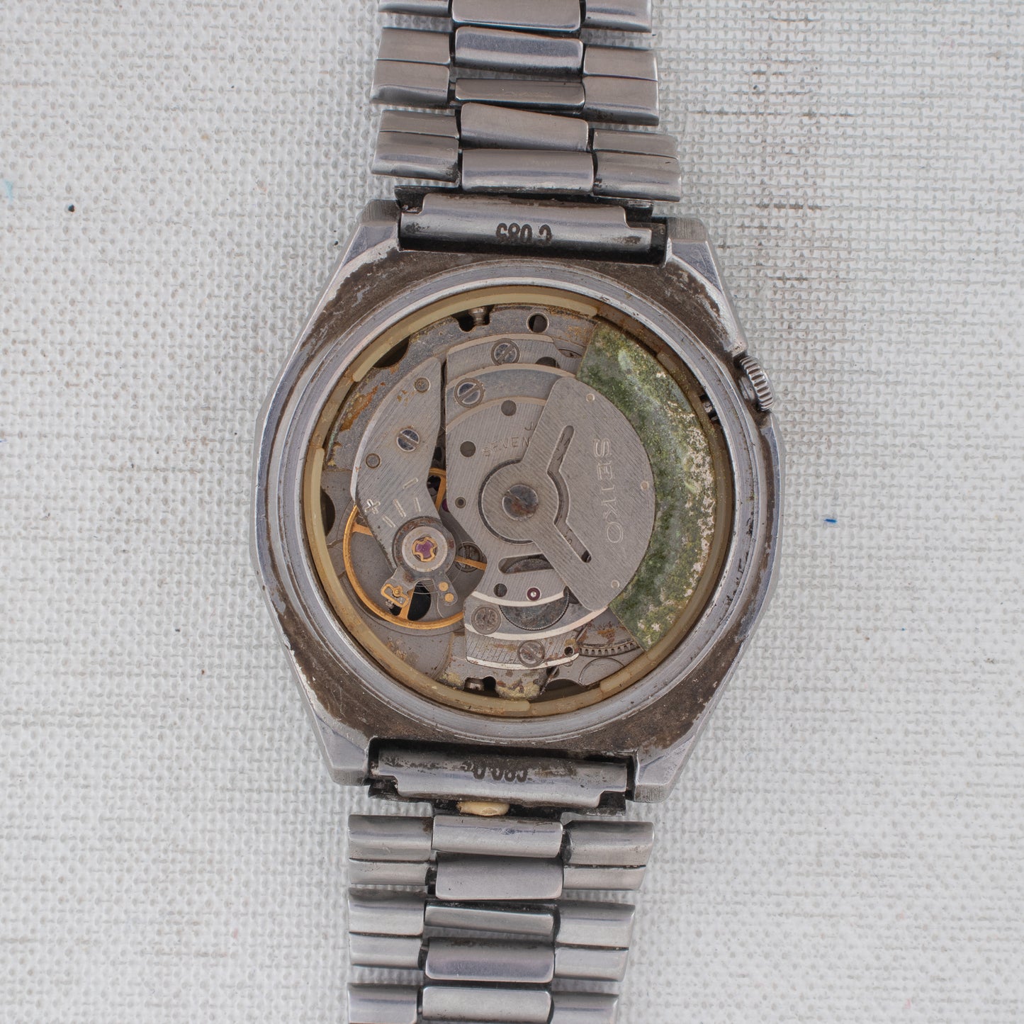 Vintage Seiko 5 Automatic Watch Black Dial Silver Accents 6309-7160 Day/Date