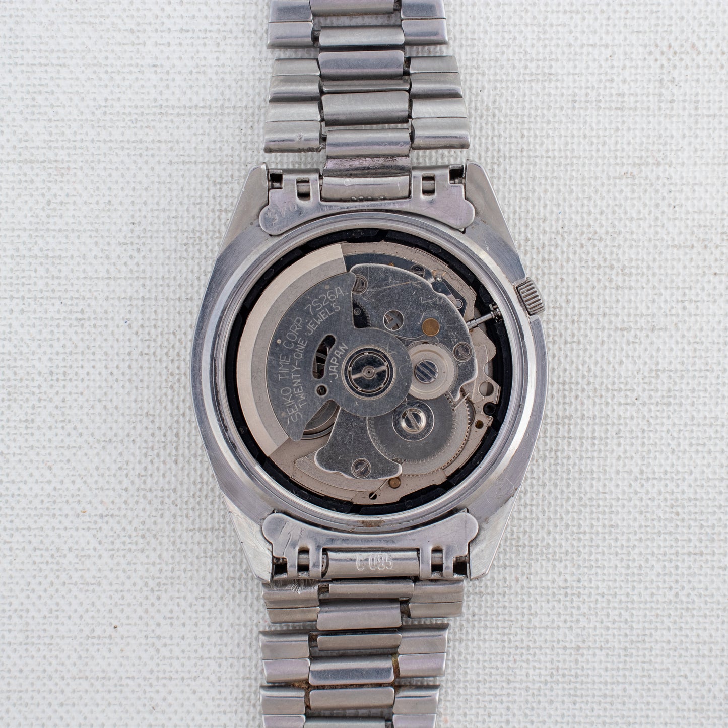 Vintage Seiko 5 Automatic Watch Grey Sunburst Dial 7S26-8210 Arabic/English Day