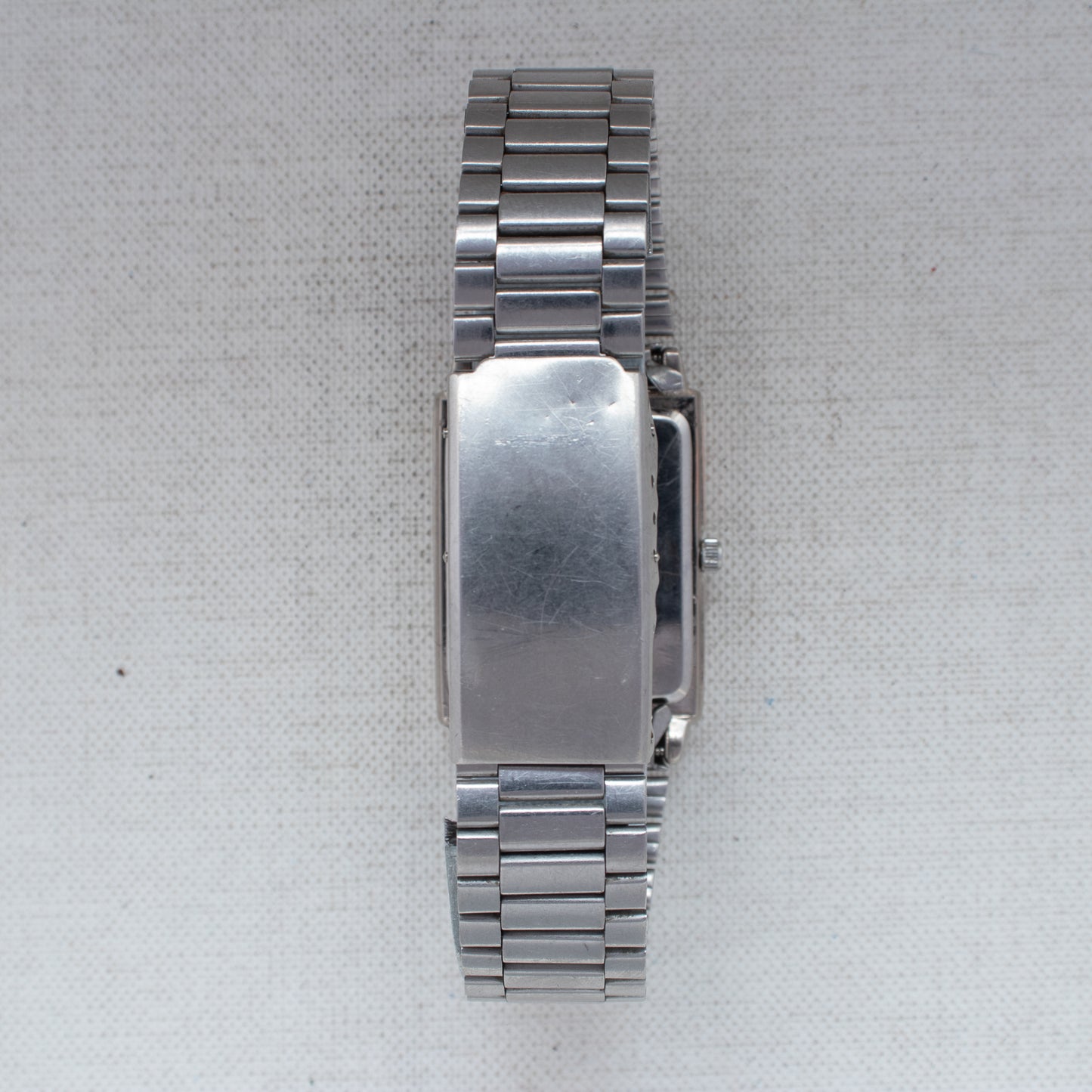Vintage Seiko Quartz Rectangular Men's Watch 7N01-0EA0 Silver Dial With Date