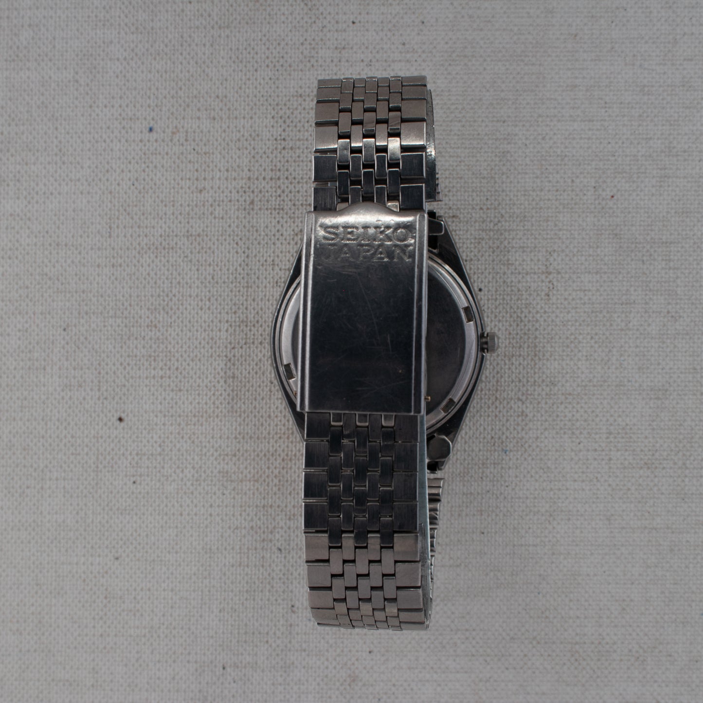 Vintage Seiko SQ Quartz Men's Watch 8222-8020 Black Dial Date Stainless Steel