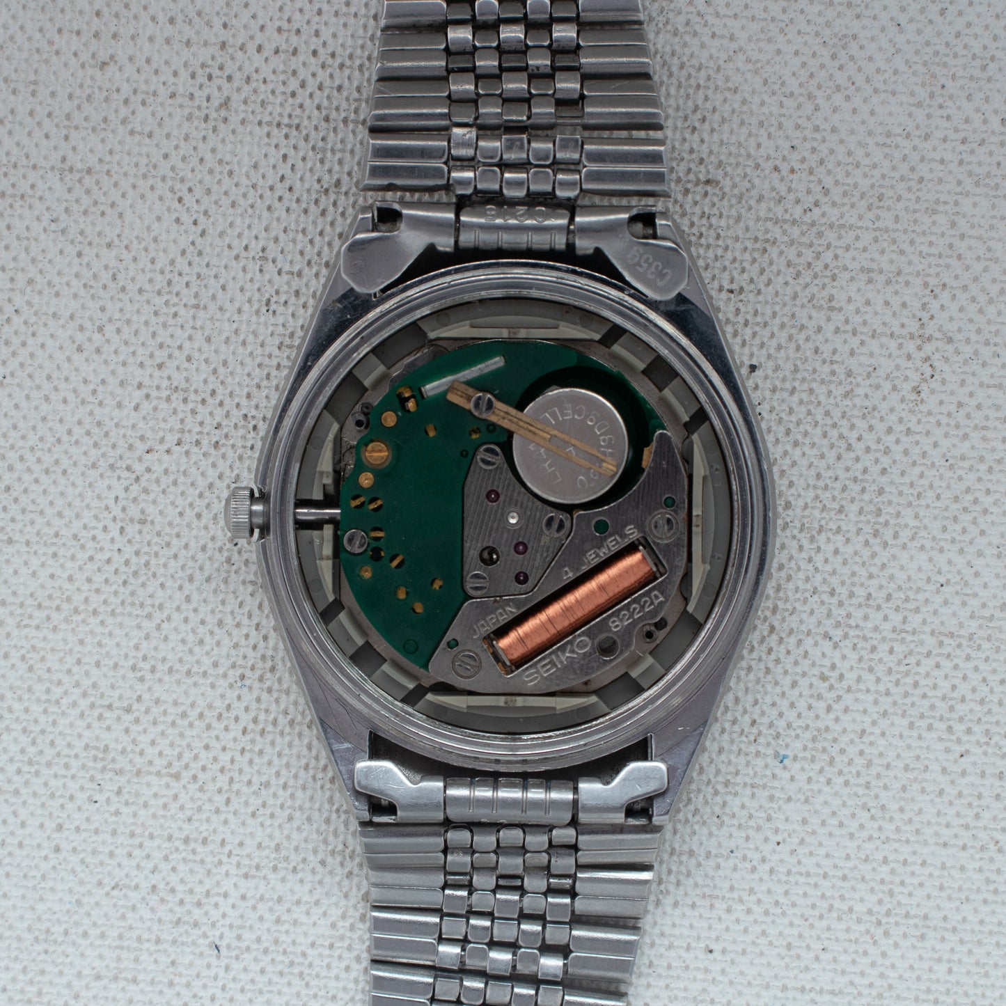 Vintage Seiko SQ Quartz Men's Watch 8222-8020 Black Dial Date Stainless Steel